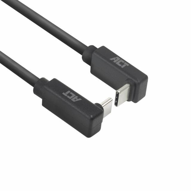 ACT AC7477 | USB 3.2 Gen 2 Cable | USB-C (angled top/bottom) to USB-C (angled top/bottom) | 60W | 10Gbps | 1m | Black