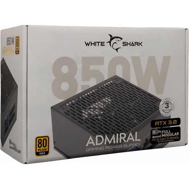 White Shark Admiral | 850 Watt ATX 3.0 Netzteil | PCIe 5.0 | Stromversorgung