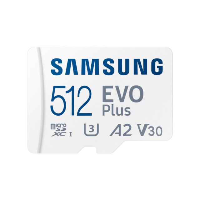 Samsung EVO Plus | MicroSDXC | 512 GB | Klasse 10 | UHS-I U3 | V30 | A2 | Bis zu 160 MB/s | Inklusive Adapter