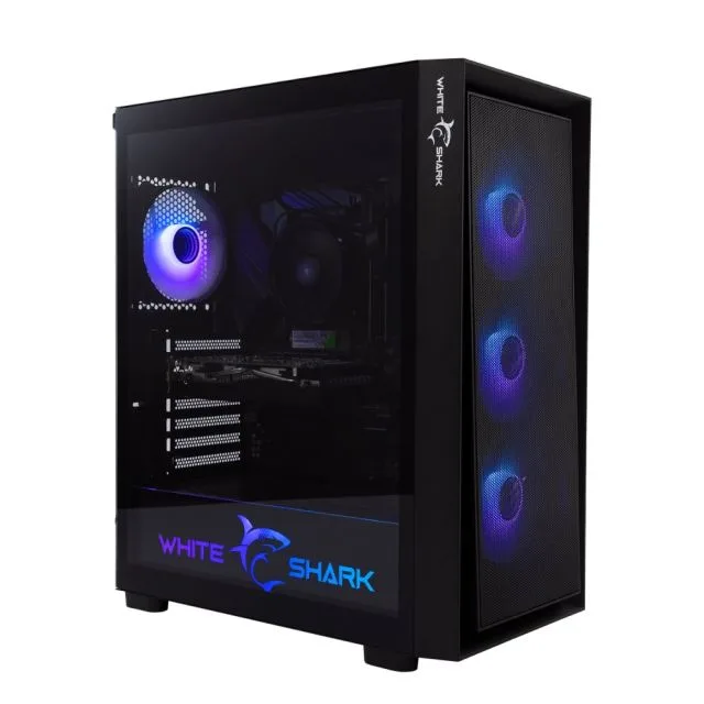 White Shark WARHEAD | Midi Tower Gehäuse | Inklusive 4 RGB-Lüfter | Schwarz