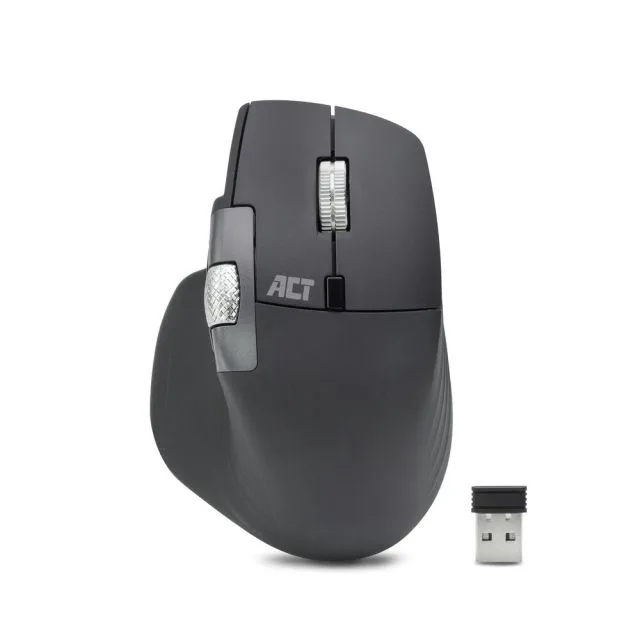 ACT AC5147 | Kabellose Multi-Connect-Maus | Bluetooth- und USB-A-Empfänger | Wiederaufladbar | 4800 DPI | Geräuschloses Klicken | Schwarz