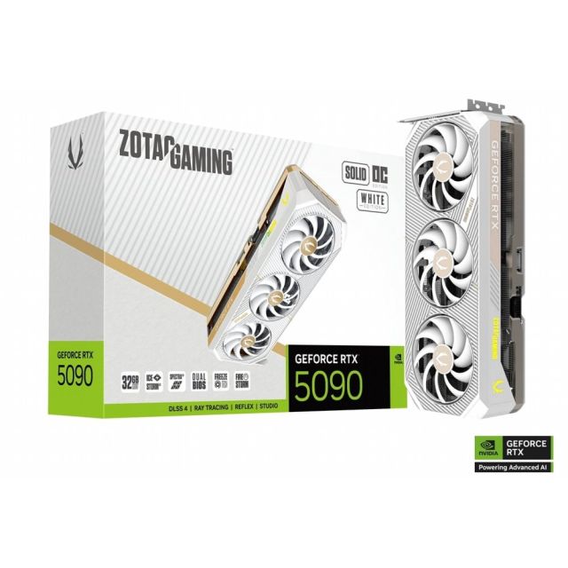 ZOTAC GAMING RTX 5090 SOLID OC | 32 GB GDDR7 VRAM | 4K-Gaming & KI | Grafikkarte | GPU | Nvidia | Weiße Edition