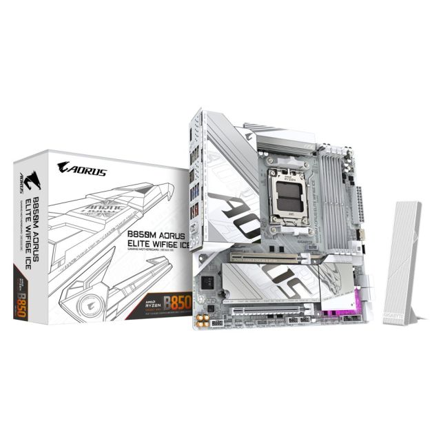 Gigabyte B850M AORUS ELITE WIFI6E ICE | Sockel AM5 | AMD B850 | 4xDDR5 | Micro ATX | Mainboard
