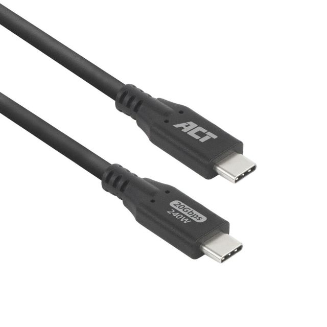 ACT | USB4-Kabel | 20 Gbit/s | 240 W | USB-C auf USB-C | 0,5 m | Schwarz
