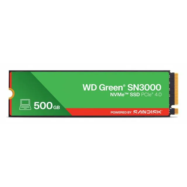 Western Digital Green SN3000 QLC | 500GB NVMe SSD | M.2 Gen4 | 5.000MB/s Lesen | 4.100MB/s Schreiben