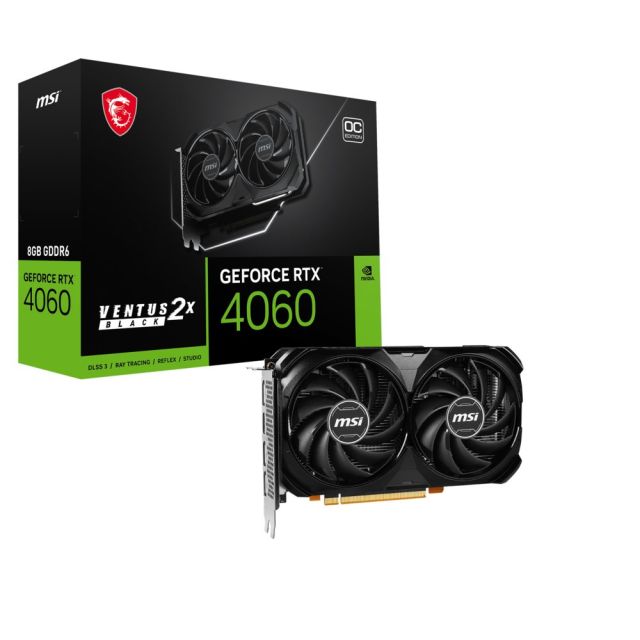 MSI GeForce RTX 4060 Ventus 2X Black OC | 8 GB GDDR6 | Grafikkarte | GPU | NVIDIA | Geöffnet