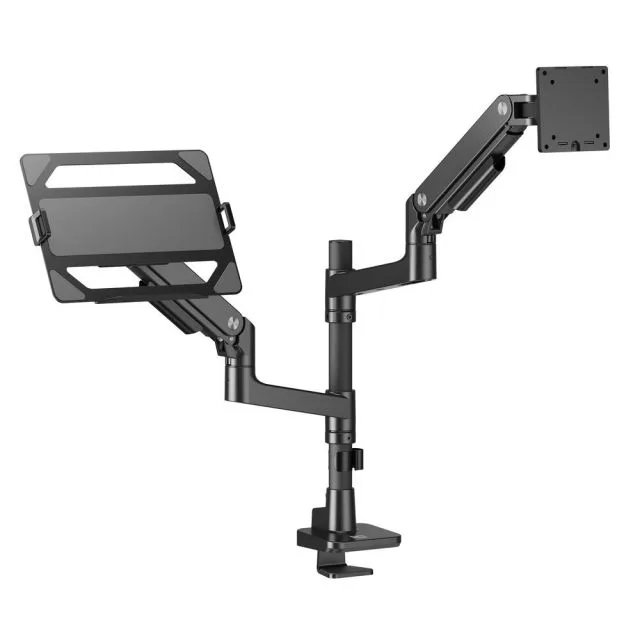 ACT AC8341 Premium | Verstellbare Monitor-Tischhalterung | Bis zu 49 Zoll | Max. 20 kg | VESA 100x100 | Für 1 Monitor und Laptop | Geöffnete Verpackung
