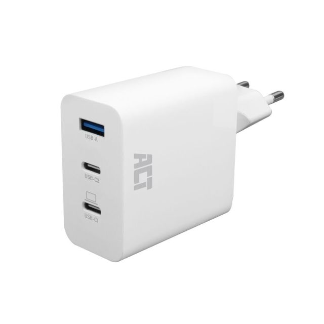 ACT AC2170 USB-C/USB-A Ladegerät | 3-Port mit PPS, QuickCharge & GaNFast | 65W