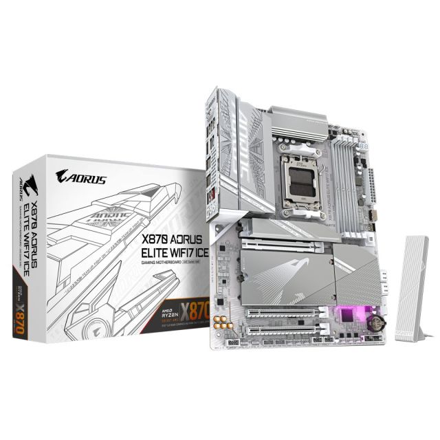 Gigabyte X870 AORUS ELITE WIFI7 ICE | Sockel AM5 | AMD X870 | 4xDDR5 | ATX | Mainboard