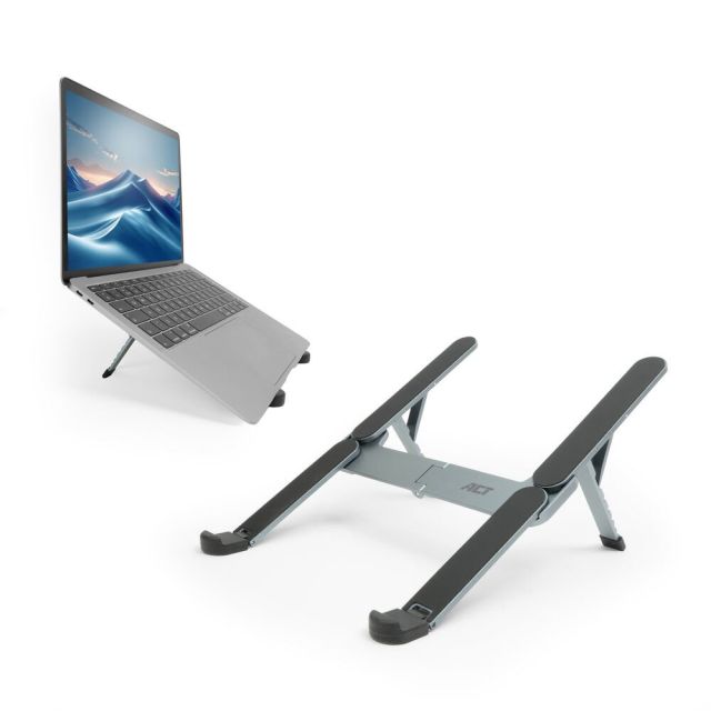ACT AC8122 | Faltbarer Laptop-Ständer für bis zu 15,6 Zoll | 6 Einstellstufen | Aluminium | Inklusive Transporttasche