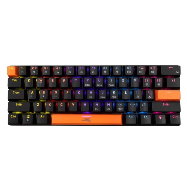 Baracuda Dolphin RGB 60% | Kabelgebundene Gaming-Tastatur | Anti-Ghosting | Blaue Switches | QWERTY | Schwarz