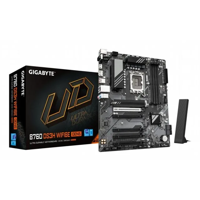 GIGABYTE B760 DS3H WIFI6E GEN5 | Intel B760 Express | LGA 1700 | ATX | DDR5 | PCIe 5.0 | WiFi 6E | 2,5-GbE-LAN | Mainboard