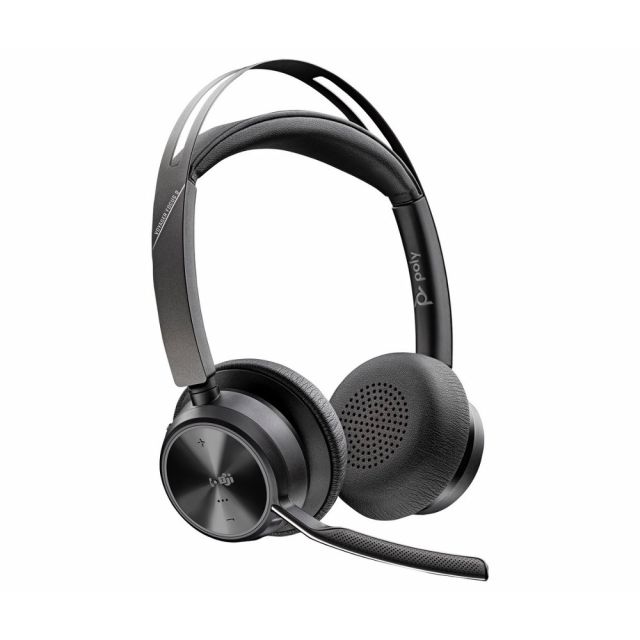 HP Poly Voyager Focus 2 MS Stereo | Bluetooth-Headset (ANC) | USB-C (mit USB-A-Adapter) | Schwarz