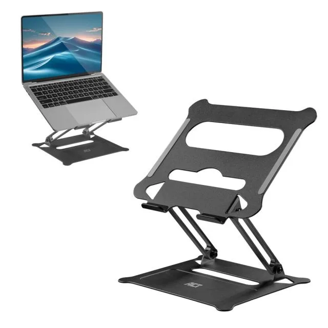 ACT Laptopständer 15,6" | Aluminium | Zusammenklappbar | Stufenlos höhenverstellbar