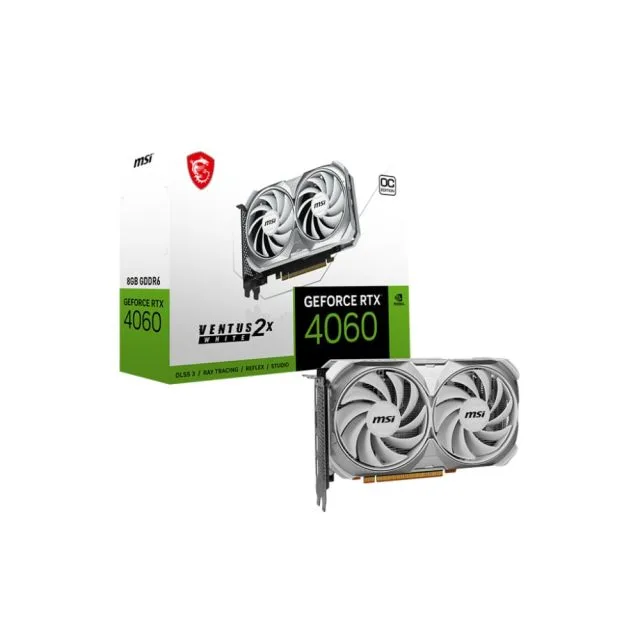 MSI GeForce RTX 4060 Ventus 2X White OC | 8GB GDDR6 VRAM | Grafikkarte | Nvidia GPU