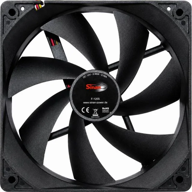 Inter-Tech Sinan F-120-S | 120-mm-Gehäuselüfter | 3-Pin | Schwarz