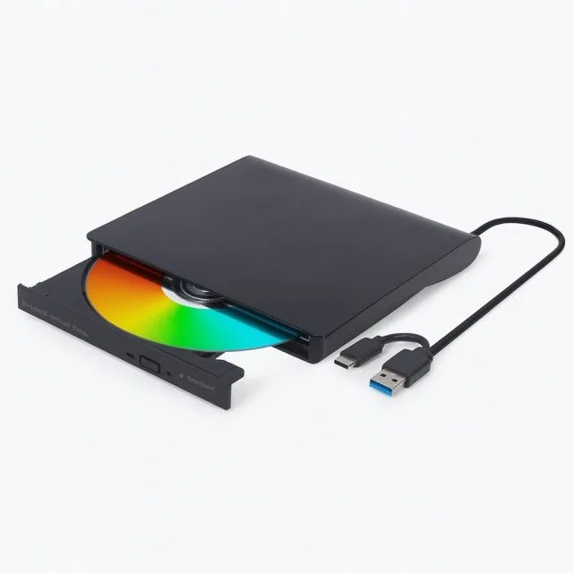 Gembird DVD-USB-031 | Externer DVD-Brenner | 8x DVD | 24x CD | USB-C & USB 3.1 | Slimline | Schwarz