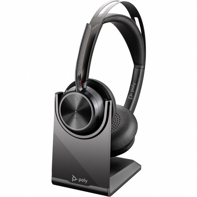 HP Poly Voyager Focus 2 UC Stereo | Bluetooth-Headset (ANC) | USB-C (mit USB-A-Adapter) | Ladestation | Schwarz