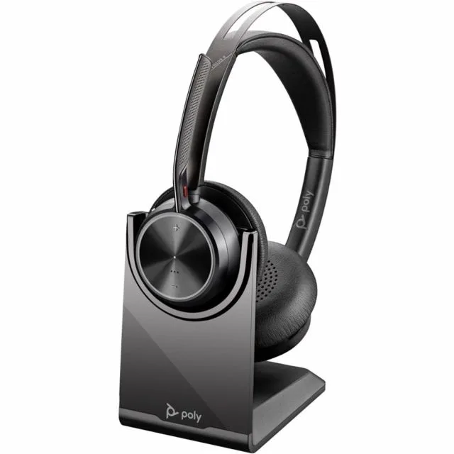 HP Poly Voyager Focus 2 UC Stereo | Bluetooth-Headset (ANC) | USB-C (mit USB-A-Adapter) | Ladestation | Schwarz