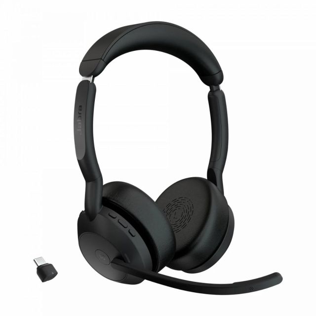 Jabra Evolve2 55 Link380c MS Stereo | Bluetooth-Headset (ANC) | USB-C-Dongle | Ladestation | Schwarz