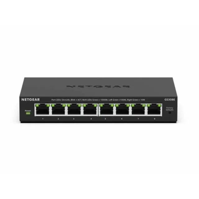 NETGEAR GS308E | 8-Port Gigabit Smart Managed Switch | L2/L3 | PoE | Schwarz